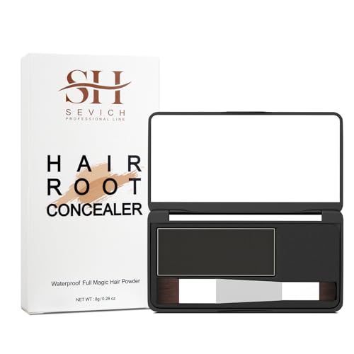 SEVICH Root Touch up, Hairline Powder with Brush, Instantly Conceals Hair Loss, Thinning Gray Hair Shadow Toppers for Women & Men, 48H Makeup Lasting, 8g Large Capacity Black von SEVICH