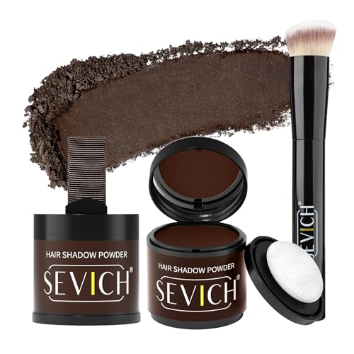 Sevich Ansatzpuder 10g 2er Set Mit Pinsel - Haarpuder Männer Und Für Frauen Wasserfesten Haar Concealer Zur Haarverdichtung Wurzeln Für Dünner Werdendes Haar Dunkelbraun von SEVICH