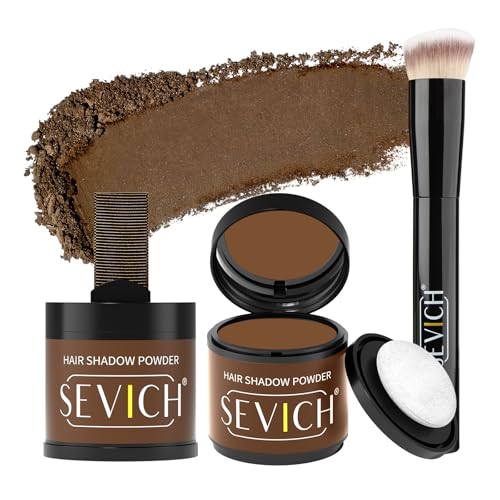 Sevich Ansatzpuder 10g 2er Set Mit Pinsel - Haarpuder Männer Und Für Frauen Wasserfesten Haar Concealer Zur Haarverdichtung Wurzeln Für Dünner Werdendes Haar Mittelbraun von SEVICH