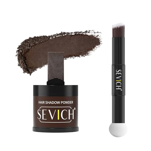 Sevich Ansatzpuder 10g Mit Pinsel, Kaschiert Sofort Haarausfall & Ausdünnung & Grau, 48h Waterproof Root Touch up Powder, Natural Hair Shadow Toppers Für Männer, 1 Box = 2.5 Boxen Dunkelbraun von SEVICH