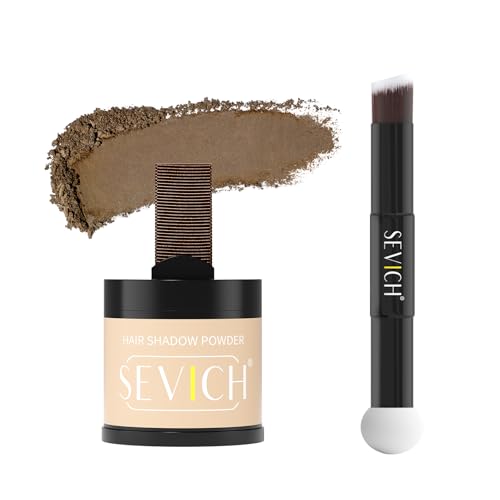 Sevich Ansatzpuder 10g Mit Pinsel, Kaschiert Sofort Haarausfall & Ausdünnung & Grau, 48h Waterproof Root Touch up Powder, Natural Hair Shadow Toppers Für Männer, 1 Box = 2.5 Boxen Hellbraun von SEVICH