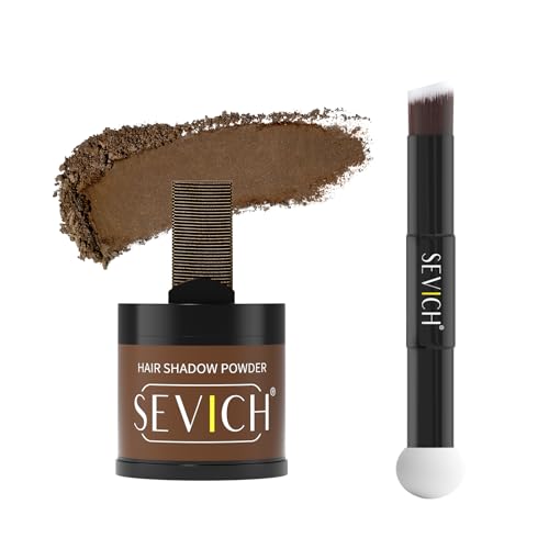 Sevich Ansatzpuder 10g Mit Pinsel, Kaschiert Sofort Haarausfall & Ausdünnung & Grau, 48h Waterproof Root Touch up Powder, Natural Hair Shadow Toppers Für Männer, 1 Box = 2.5 Boxen Braun von SEVICH