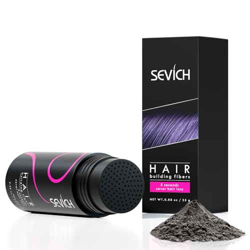 Sevich Hair Keratin Fibres - Verdickendes Haarpuder für Haarausfall oder dünner werdendes Haar, 5 Sekunden Deckkraft, Haarpuder für Männer und Frauen, 25g (dunkelbraun) von SEVICH