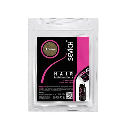Sevich Streuhaar - 100g Nachf체llpackung F체r Haarausfall Oder D체nner Werdendes Haar, Haarverdichtung F체r M채nner Und Frauen Haar Hellbraun von SEVICH