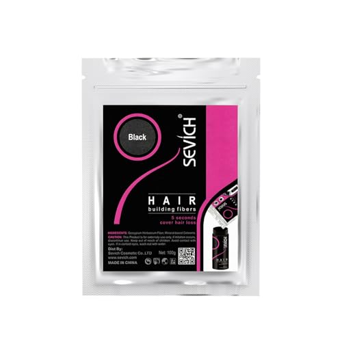 Sevich Streuhaar - 100g Nachfüllpackung Für Haarausfall Oder Dünner Werdendes Haar, Haarverdichtung Für Männer Und Frauen Haar schwarz von SEVICH