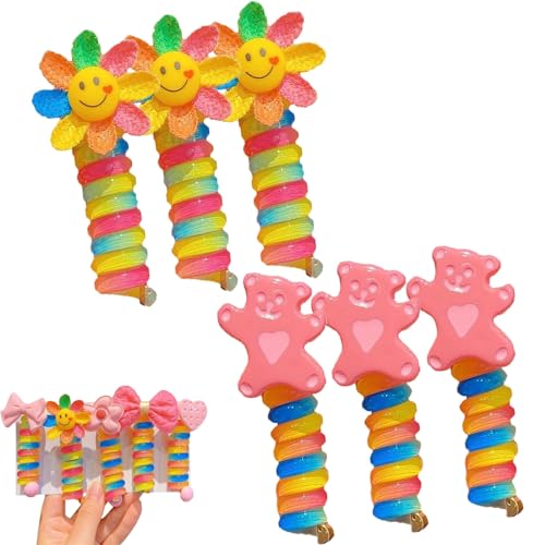 Bunte Telefondraht-Haarbänder für Kinder, geflochtene Telefondraht-Haarbänder, Spiral-Haargummis, Telefonkabel, bunte Telefondraht-Haarbänder von Ally-Pocket, für Frauen und Mädchen (6Pcs B) von SEVSO