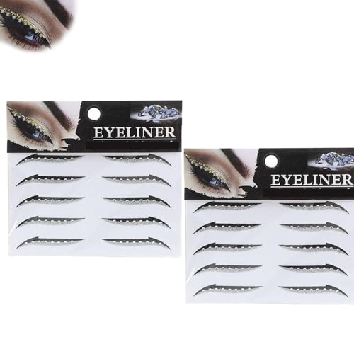 Crystal Crease Eyeliner-Aufkleber Bling, Kristall-Eyeliner-Aufkleber, wiederverwendbare Eyeliner- und Wimpernaufkleber, Augenaufkleber-Make-up, Aufkleber, buntes Augenlidband für Party (F) von SEVSO