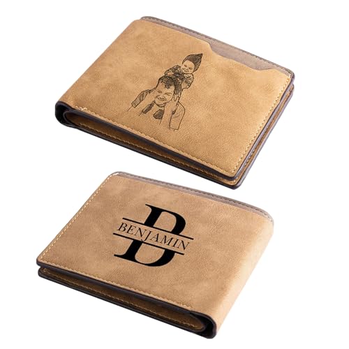 SEVSO Personalisierte Brieftaschen für Herren, individuelle Foto-Gravur-Brieftaschen mit Bildern, personalisierte Bilder-Geldbörse für Ehemann, individuelle Brieftaschen, Geschenke für Freund, Schwarz von SEVSO