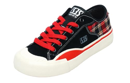 SEW BY SOU Skateboardschuhe für Herren, Leder, niedrig, für Skateboarding, Training, Freizeit-Sneaker, Rot/Ausflug, einfarbig (Getaway Solids), 43 EU von SEW BY SOU