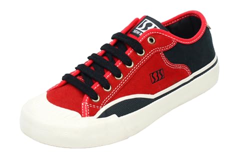 SEW BY SOU Skateboardschuhe für Herren, Leder, niedrig, für Skateboarding, Training, Freizeit-Sneaker, Rot / Schwarz, 40 EU von SEW BY SOU
