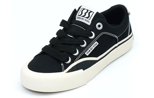 Skateschuhe für Herren und Damen, Low-Top, Skateboard-Training, Freizeit-Sneaker, Schwarz, 43 EU von SEW BY SOU