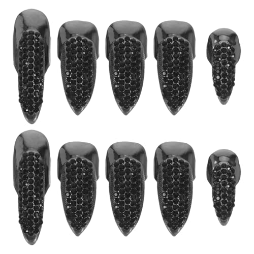 Halloween Kostümklauen 10Pcs 3 Größen Punkstil Ringe Biegung Fingerspitzenklauen Schmuck Falsche Nagel Halloween Gefälschte Nägel Ringe für Cosplay Party von SEWACC