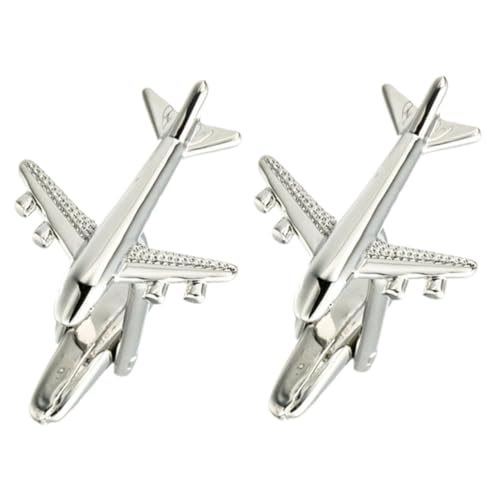 SEWACC 1 Paar Flugzeug Manschettenknöpfe Herren Silberfarbene Cufflinks für Hemden Hochwertige Tuxedo Knöpfe für Anlässe und Alltag von SEWACC