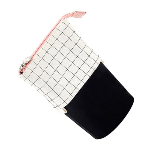 SEWACC 1 STK Mäppchen Karierte Federtasche Bleistift Aufbewahrungstasche schreibwaren Organizer stifttaschenlampe Bleistiftbeutel Schreibwarenzubehör Mehrzweck-Stifttasche Segeltuch Weiß von SEWACC