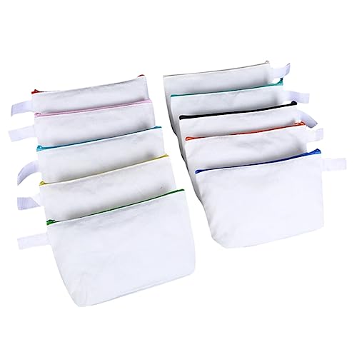 SEWACC 10stücke Teiliges Blanko Stofftaschen Tragbare Kosmetiktaschen Mit Reißverschluss Für Reisen Make-up Stifte Und Bastelprojekte Für Freizeit Und Outdoor-aktivitäten von SEWACC