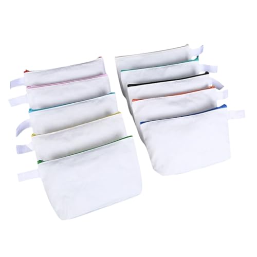 SEWACC 10 Stück Leinwand Kosmetiktaschen mit Reißverschluss Vielseitige DIY Schminktaschen Robuste Canvas Beutel für Makeup Reise und Aufbewahrung Kleiner Utensilien von SEWACC
