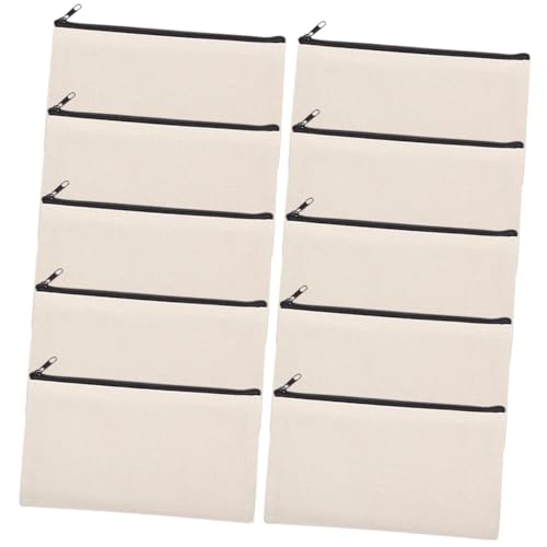 SEWACC 10 Stück Teiliges Canvas Federmäppchen Sublimationsfähige Kosmetiktasche mit Reißverschluss Vielseitiges DIY Säckchen für Stifte Make Up und Reiseaccessoires Hitzebeständig von SEWACC