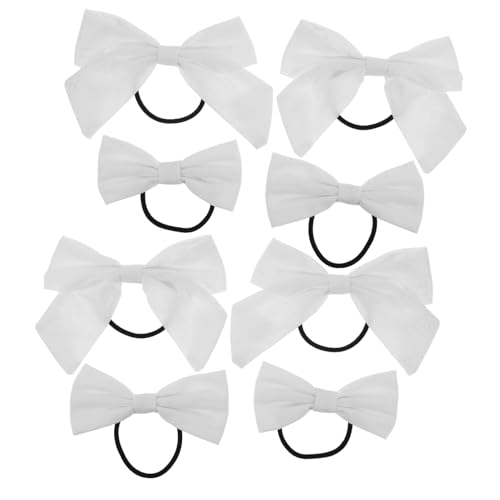 SEWACC 10 Stück Teiliges Dünne Elastische Haargummis mit Weißem Baumwoll schleifen design Weich Formstabil Bequem für Pferdeschwanz und DIY Tie dye Styling bei Mädchen und Frauen von SEWACC