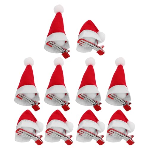 SEWACC 10 Stück Weihnachtsmützen-Haarnadeln Weihnachtsmannmützen-Haarspangen Rote Party-Haar-Accessoires Für Kinder Teenager Kleinkinder von SEWACC