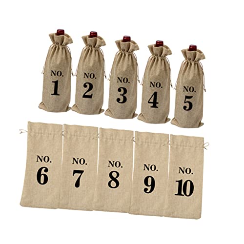 SEWACC 10st Tasche Für Weinflasche Hochzeits-weinbeutel Weinbeutel Mit Kordelzug Flaschentasche Taschen Für Weinflaschen Weinbeutel Mit Nummern Weinverpackungsbeutel Party-weinbeutel von SEWACC