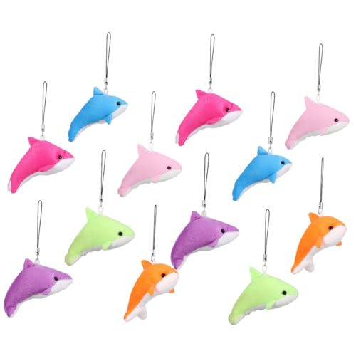 SEWACC 12 Stück Teiliges Plüsch Schlüsselanhänger mit Flauschigen Delfinen Weiches Baumwollmaterial Leichte Anhänger für Taschen Schlüssel Rucksäcke Bunte Niedliche Delfinfigur für von SEWACC
