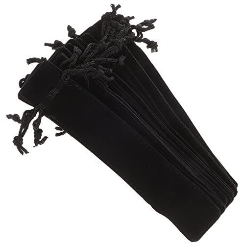 SEWACC 15 Stück Teiliges Kordelzug Stiftetaschen aus Doppelseitigem Dickem Samtmaterial Kratzfest und Tragbar Schwarze Federmäppchen als Geschenkverpackung für Einzelstifte und von SEWACC