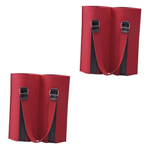 SEWACC 2 Stck. Wiederverwendbare Filz Weintragetasche mit Stabilem Henkel und Schutz für Flaschen Umweltfreundliche Geschenkverpackung für Weihnachten Geburtstage und Festliche Anlässe von SEWACC