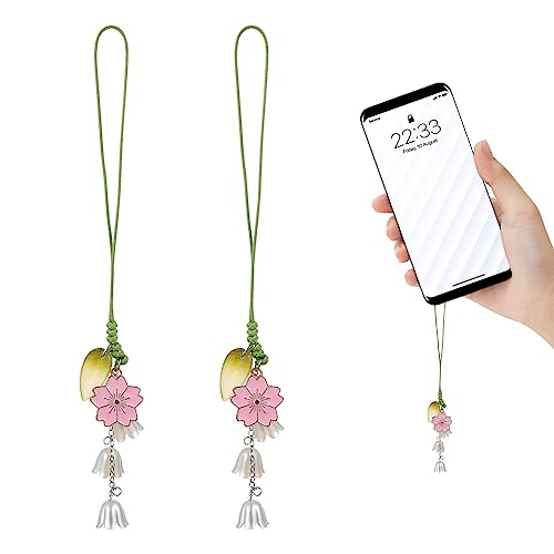 SEWACC 2 Stück Blumen-Handy-Anhänger Blumen-Anhänger Handy-Lanyard Niedliche Tulpen-Hänge-Handy-Anhänger Für Geldbörse Rucksack Geldbörse (Rosa) von SEWACC