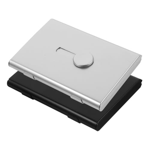 SEWACC 2 Stück Business Card Holder Aluminiumlegierung Kartenetui mit Schnappverschluss Robuster Visitenkarten Organizer für Büro und Reise Großer Stauraum für Ausweise Kreditkarten Geld von SEWACC