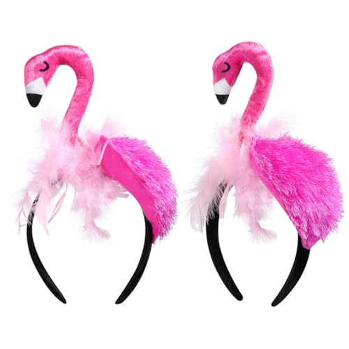 SEWACC 2 Stück Flamingo-Stirnband Rosa Hawaii-Flamingo-Kostüm-Stirnband Tropisches Haar-Accessoire Für Foto-Requisiten Party-Zubehör von SEWACC
