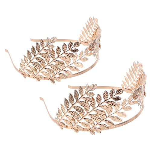SEWACC 2 Stück Goldene Lorbeerkrone Haarschmuck Damen Braut Kopfschmuck Römischer Göttin Vintage Headband für Hochzeit Party Karneval Leicht Langlebig Vielseitig Romantisches Blattdesign von SEWACC