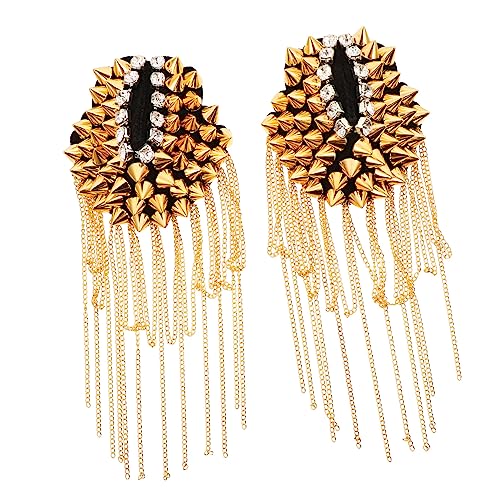 SEWACC 2 Stück Goldene Punk Quasten Schulterklappen Teiliges Epaulett Broschen Abzeichen für Kostüm und Retro Outfit Damen Herren von SEWACC