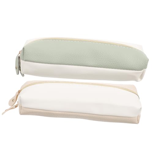 SEWACC 2 Stück Großes Federmäppchen mit Doppelreißverschluss Große Kapazität PU Material Langlebig und Ästhetisch für Schule Büro und Künstlerbedarf Praktische Stift und Zufällige Farbe von SEWACC