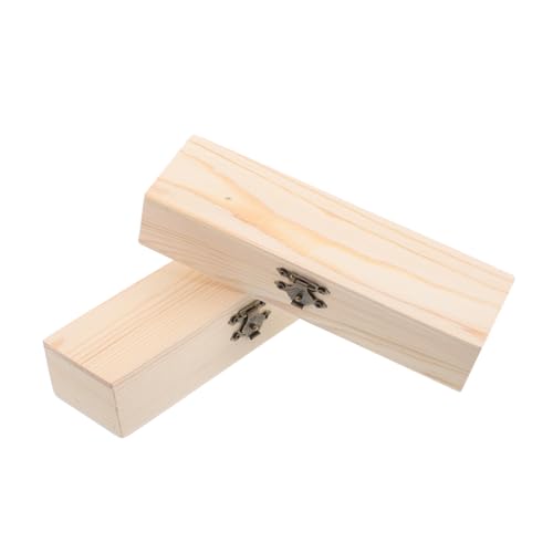 SEWACC 2 Stück Holz Stifteetui zum Selbergestalten mit Scharnierdeckel Robuste Aufbewahrungsbox für Stifte und Schreibwaren DIY Bleistiftbox zum Bemalen Kreativer Organizer von SEWACC