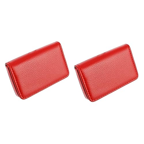 SEWACC 2 Stück Karton Kartenpaket Magnethalter Geschäftsfall Mini-Halter Geschäftsinhaber magnetische Halterung kreditkarten Credit Card jäter Namensfall PU-Halter rostfreier Stahl rot von SEWACC