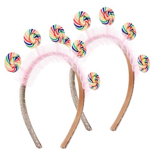 SEWACC 2 Stück Lutscher-Stirnband Bonbon-Stirnband Haarbänder Haarband Kinder Mädchen Damen Haar-Accessoires Für Ostern Geburtstag Party Gastgeschenke Kostüm Maskerade Cosplay von SEWACC