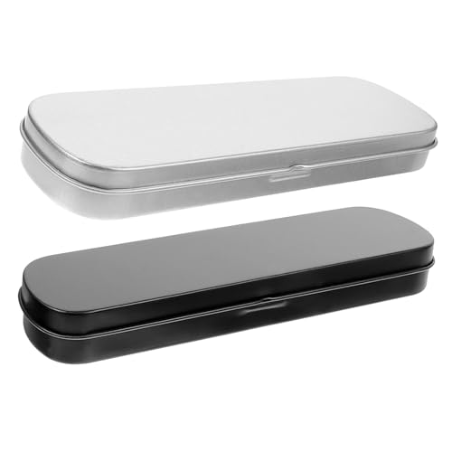 SEWACC 2 Stück Metall Federmäppchen Robuste Langlebige Stifteboxen mit Deckel Tragbare Aufbewahrungsboxen für Stifte Marker Bürobedarf Geeignet für Schüler und Lehrer von SEWACC