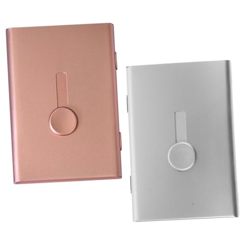 SEWACC 2 Stück Metall Visitenkartenetui Aluminiumlegierung Stabil Robust Mini Kartenbox Für Männer Frauen Tragbarer Business Kartenhalter Leichtes Aufbewahrungs Etui Für Büro Konferenzen von SEWACC