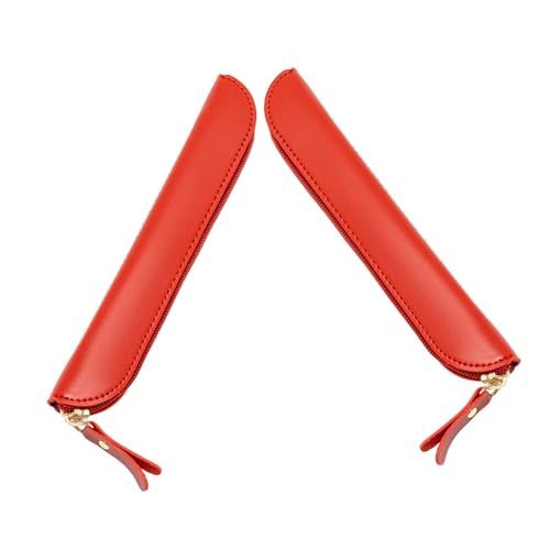 SEWACC 2 Stück PU Leder Federmäppchen mit Reißverschluss Schlankes Stifteetui für Füllfederhalter und Marker Kratzfest Multifunktionale Aufbewahrungstasche für Schule Büro und Damen von SEWACC