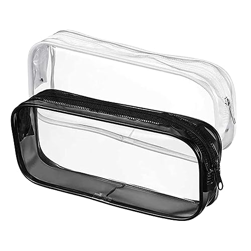 SEWACC 2 Stück PVC Stiftetasche Große Kapazität Transparente Federmäppchen mit Reißverschluss Umweltfreundlich Robust für Schule Mädchen Jungen Schreibwaren Organizer von SEWACC