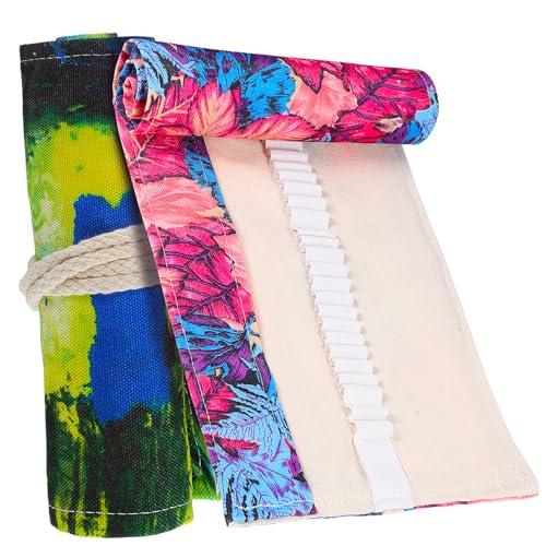 SEWACC 2 Stück Rollen Aus Segeltuch Federmäppchen Aufrollbare Taschen Organizer Bleistiftbeutel Stiftetui Federmäppchen von SEWACC