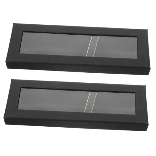 SEWACC 2 Stück Schwarze Stiftboxen aus Papier mit Sichtfenster Stabile Geschenkverpackung für Füllfederhalter und Kugelschreiber Leichte Aufbewahrungsboxen als Edle Präsentations von SEWACC