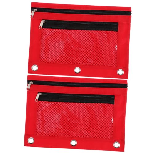 SEWACC 2 Stück Teiliges Federmäppchen aus Oxford Großer Binder Pencil Pouch mit Reißverschluss Leichter und Tragbarer Stift Organizer für Schule und Büro Rote Dokumenten und Schreibwaren von SEWACC