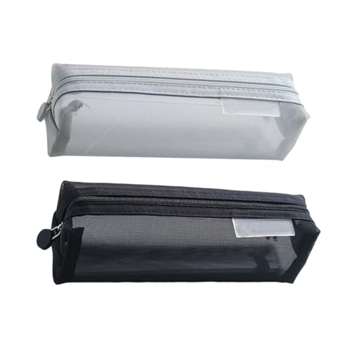 SEWACC 2 Stück Teiliges Netz Mäppchen für Schüler Atmungsaktives Transparentes Stiftemäppchen Stabilem Reißverschluss Tragbarer Waschbarer Stiftehalter und Schwarz von SEWACC