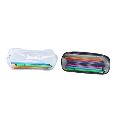 SEWACC 2 Stück Teiliges PVC Federmäppchen Großvolumig Transparent mit Reißverschluss Multifunktional als Stifthalter und Kosmetiktasche für Schüler Jungen Mädchen Robust und Staubdicht von SEWACC