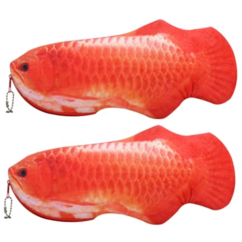 SEWACC 2 Stück Teiliges Plüsch Federmäppchen Cartoon Goldfisch Design Großes Stifte Mäppchen mit Reißverschluss Weiche Kuscheloptik Langlebige Schreibwaren Tasche für Schule und Reisen von SEWACC