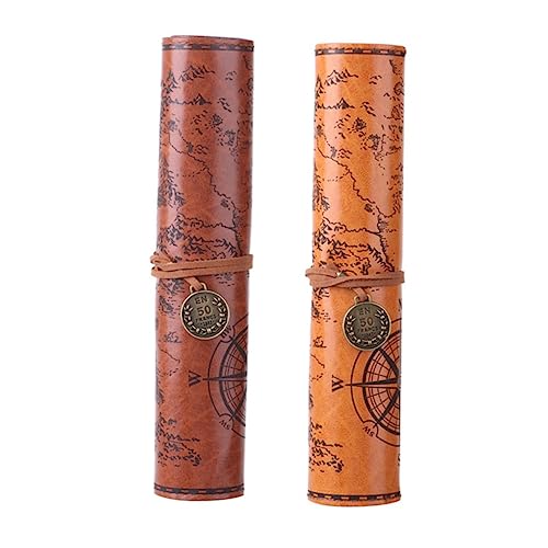 SEWACC 2stücke Federmäppchen Aus Leder Stiftetasche Zum Aufrollen Für Stifte Und Bleistifte Mit Retro-Design Für Einfache Aufbewahrung Und Organisation von SEWACC