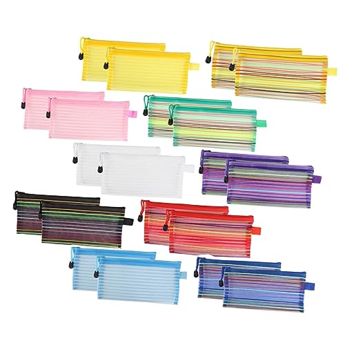 SEWACC 20 Stück Multifunktionale Stiftetasche Tragbare Reißverschluss Bleistiftbeutel aus Nylon für Schule Büro Reisen und Kosmetik Robuste Leichte Aufbewahrungstaschen Zufällige Farbe von SEWACC