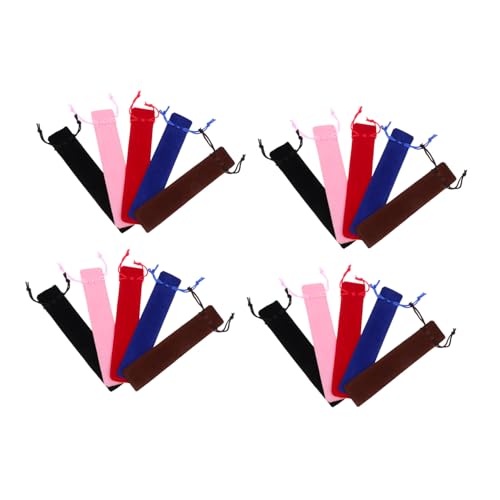 SEWACC 20 Stück Teiliges Doppelseitiger Gefütterter Stiftbeutel aus Velours mit Kordelzug Vielseitig als Geschenk Kosmetiktasche für Stifte Pinsel Make up für Künstler und Bürobedarf von SEWACC