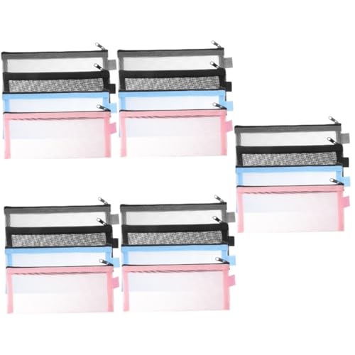 SEWACC 20 Stück Transparentes Netz Federmäppchen Bleistiftbeutel Bleistifttaschen Mit Reißverschluss Aufbewahrungszubehör Transparente Stifttasche Netz Aufbewahrungstasche Kleine von SEWACC